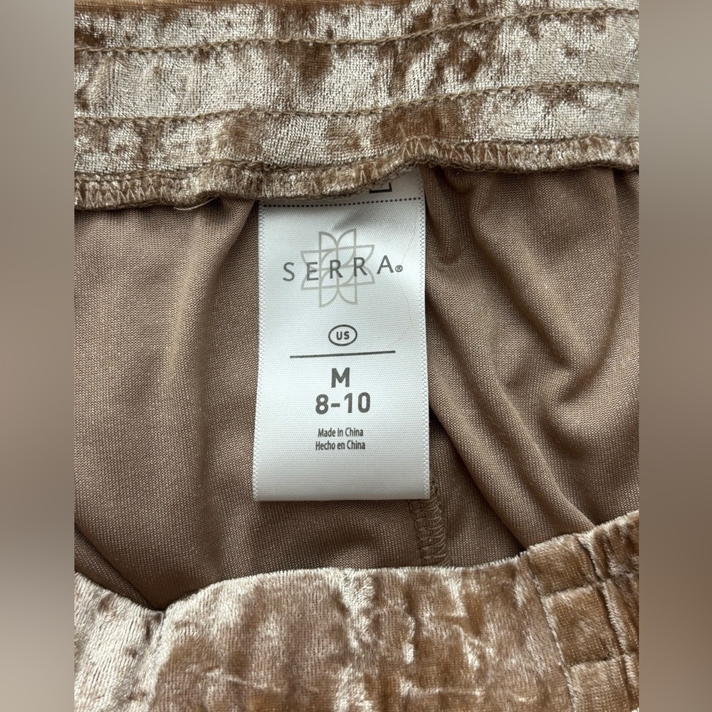 Serra Champagne Velvet Wide Leg Pants, 8-10. - Picture 3 of 6